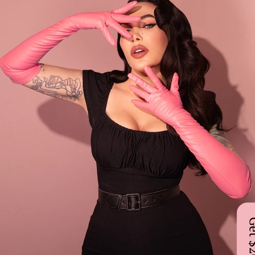 Vixen by Micheline Pitt Pink Opera Gloves